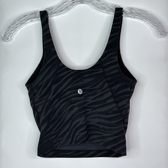 Lululemon Cropped Align Zebra Grey Black Tank Top Size 2 - Picture 2 of 4